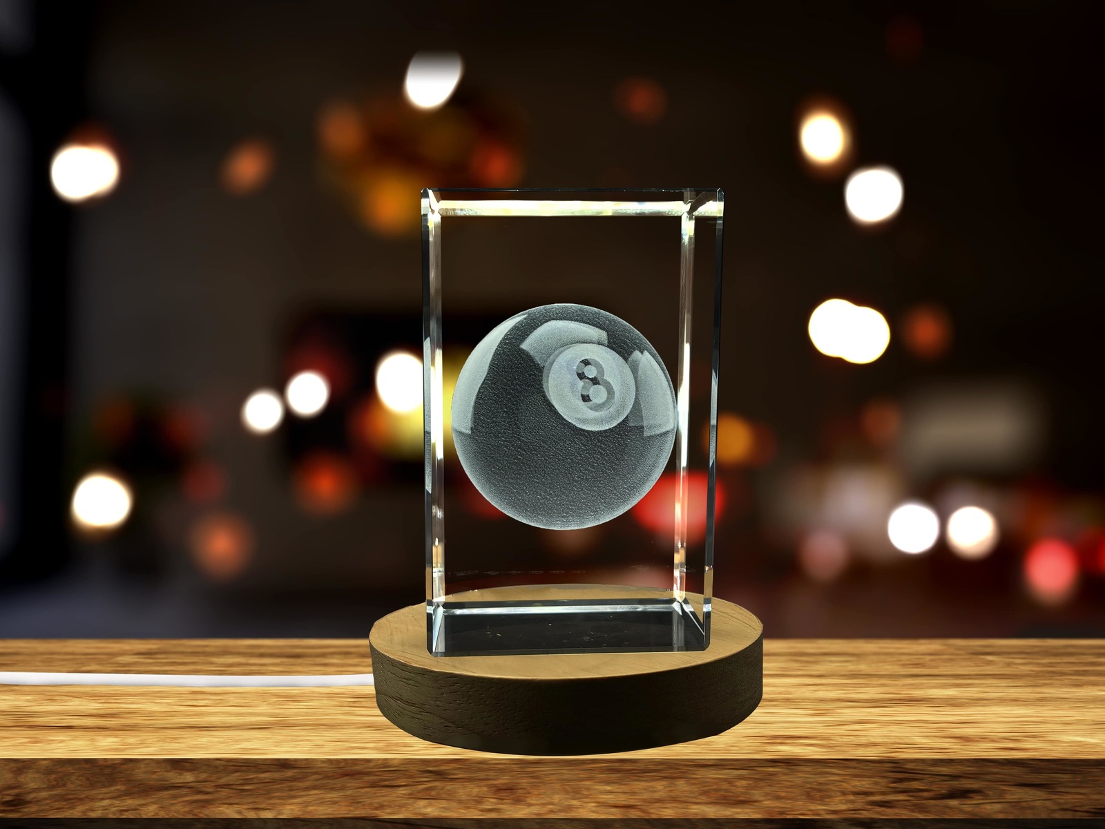 LED Base included | Pool-Ball-3d-Engraved-Crystal-Keepsake | Gift/Decor - $22.09+
