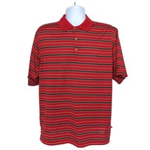 Grand Slam Golf Men&#39;s Polo Shirt Size Large Black Red Striped Short Sleeve - $29.81 CAD