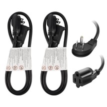2 Pack 3 Ft Flat Plug Extension Cord, 16 Awg 3 Prong Grounded Black Low ... - $19.99