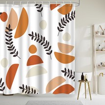 Boho Orange Aesthetic Shower Curtain, Modern Abstract Spring Summer Nature Leaf  - $30.99