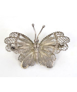 Filigree Butterfly Brooch Pin Fine Silver 600 Marked Antique - £81.96 GBP
