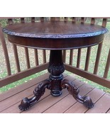 Antique American Table Ornately Carved Occasional Table Circa 1840 Mahogany - $1,251.13