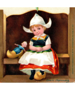 c1910 Embossed Christmas Ellen Clapsaddle Postcard Cute Dutch Girl With ... - $21.78