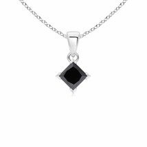 Princess-Cut Black Diamond Solitaire Pendant in 14K White Gold - £338.44 GBP