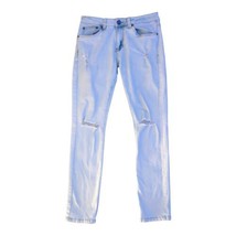 Platform Skinny Distressed Bleach Blue Slim Stretch Fit Ripped Jeans 32&quot; X 32&quot;  - £29.62 GBP