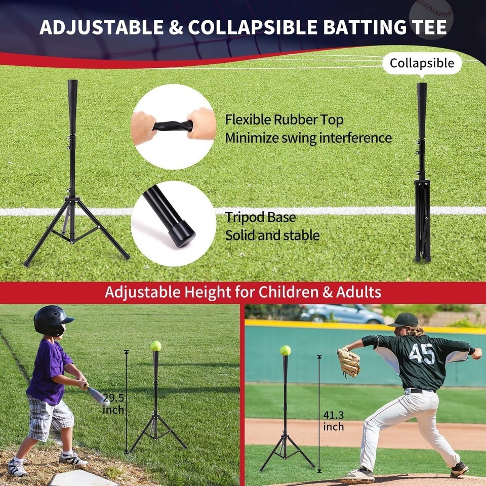 Durable 7x7 ft Baseball & Softball Practice Net with Batting Tee & Carry Bag Item image 7