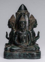 Antigüedad Khmer Estilo Sudeste Asia Bronce Cuatro Manera Buda Estatua - - $940.83