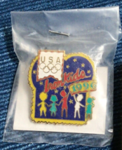 SEALED 1996 Iron Kids Atlanta Olympic Pin Bread USA Rings ~884A - $11.65