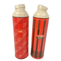 2 Vintage 1960s-70s Icy-Hot King Seeley Thermos Bottle #2410 Red Brown Geometric - £22.92 GBP