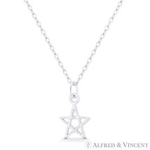 Tiny 5-Point Star Celestial Charm Italy 925 Sterling Silver 16x10mm Baby Pendant - £7.76 GBP+