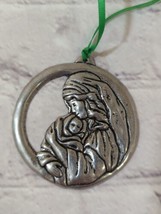 Vintage pewter Mary baby Jesus Mother &amp; child Christmas ornament - £7.90 GBP