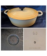 Vintage Le Creuset Yellow C Oval BC Lid Dutch Oven 2.5 Quart 10 Inch Cas... - $68.30