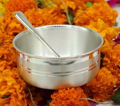 99.9 pure sterling silver handmade solid silver bowl kitchen utensils sv52 - £174.09 GBP