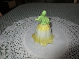 J-54 Japan Yellow Flower w/GREEN Stem Porcelain Bell - 2 3/4&quot; Tall - $7.43