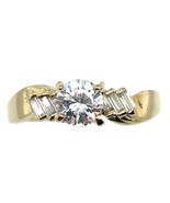 Cubic Zirconia Solitaire Accent Ring REAL SOLID 10 k Yellow Gold 3.2 g S... - £250.21 GBP