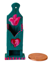 Miniature Dollhouse Wood Match Holder with Hand Painted Flowers 1:12 OOA... - £18.19 GBP