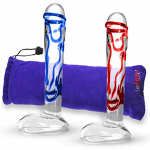 LeLuv Dildo 8 Inch Thick Glass Penis Veiny Wand with Premium Padded Pouch - £28.51 GBP+
