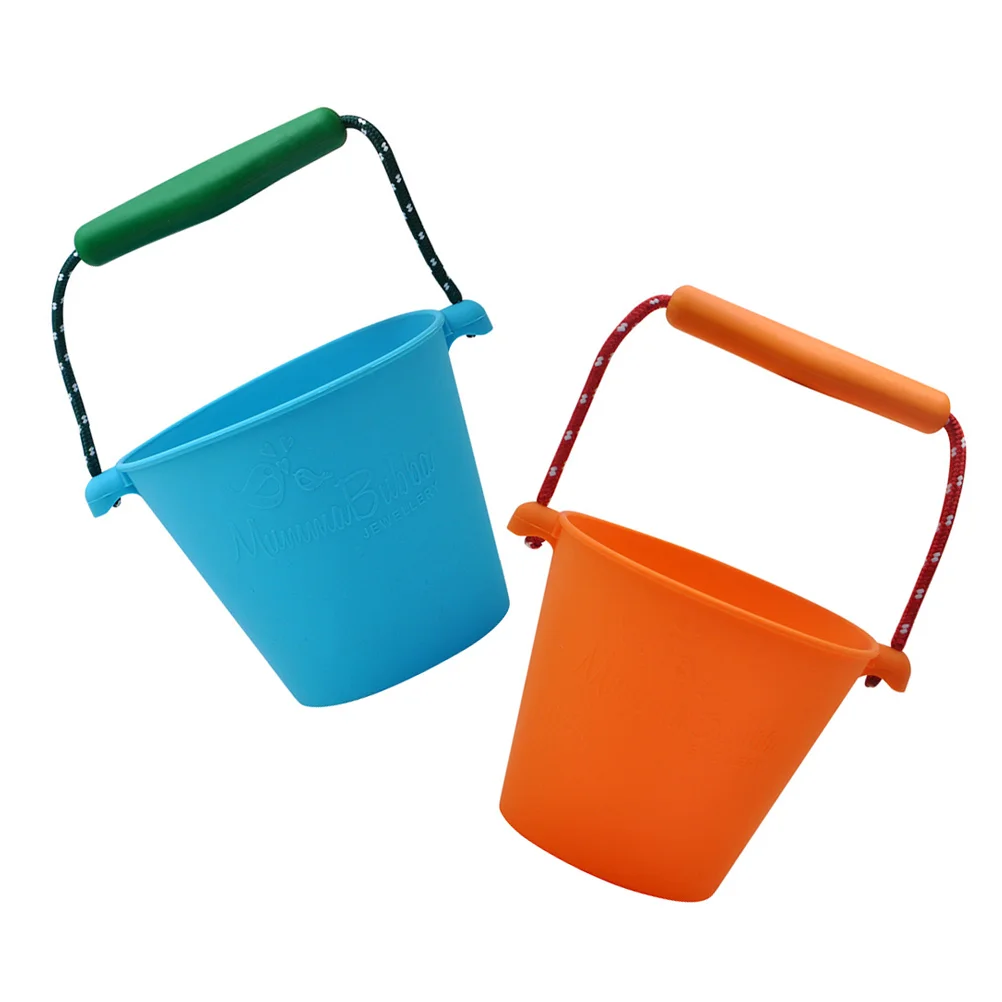 2 Pcs Silicone Beach Bucket Toddler Toys Kids Multi-function Buckets Outdoor - £16.68 GBP