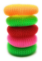Nylon Plastic Scrubber Dish Wash and for Utensils Assorted Colours pack of 5Pcs - £6.72 GBP