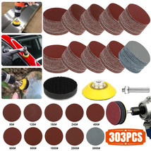 303Pc 2In Sanding Disc Sandpaper Hook &amp; Loop Sand Pad W/Backer Pad Drill... - £21.10 GBP