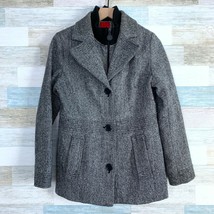 Esprit Wool Blend Tweed Peacoat Gray Button Zipper Front Lined Womens Me... - £35.09 GBP