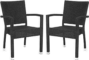 Safavieh Outdoor Living Collection Kelda Wicker Arm Chairs - £335.06 GBP
