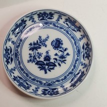 Vista Alegre Portugal Morgao Porcelain Small Dish Coaster 4.5&quot; Blue White Floral - £11.90 GBP