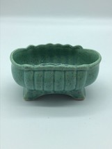 Vintage Footed Scalloped Green Planter, Excellent  Condition - £13.45 GBP