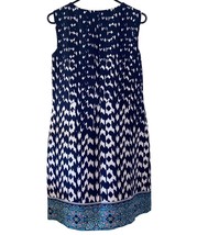 Ab Studio Sleeveles Sheath Dress Womens Size 8 Blue Knit Banded Hem Knee Length - £12.38 GBP