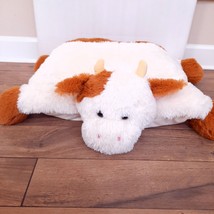 RARE Kellytoy Plush Pillow Chums Cow horns Toy Pillow Brown cream XL pet pal - £56.36 GBP