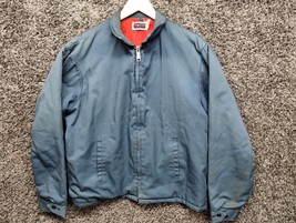 VTG Big Mac Jacket Men Large Tall Blue Full Zip Quilted Fleece Lined Mechanic - £66.72 GBP