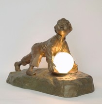 Antique Lampe Art Nouveau Figurine Signé &quot; Th. Cartier &quot; Laid Boy &quot; 1930... - $497.67
