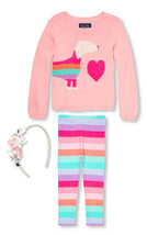 NWT The Childrens Place Puppy Sweater Leggings Headband Valentine Outfit 12-18 M - £10.43 GBP