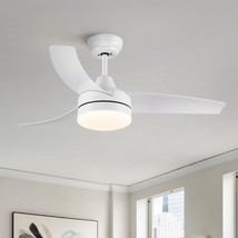 42 In Intergrated LED Ceiling Fan Lighting with White ABS Blade, White - £108.72 GBP
