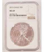 2015 S$1 Silver American Eagle Graded by NGC as MS-69 - $1,398.71 MXN