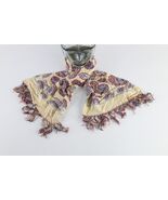 Vintage 40s 50s Rockabilly Paisley Silk Fringed Tassel Scarf Wrap Cream USA - $1,080.03 MXN