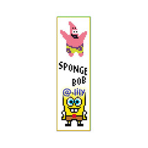 Spongebob Patrick S Grosgrain Ribbon Counted Cross Stitch Pattern Chart Book Mark - £3.12 GBP