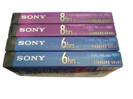 Sony 4pk Blank Media Vhs Tapes 6hrs / 8 hrs  T120/ T160 Standard Grade New - $9.89