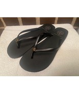 NWOB TORY BURCH MONOGRAM FLIP FLOPS 10 rubber thong sandals Black - NEW - $46.53