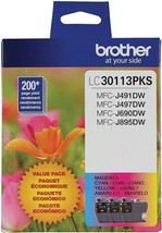 The Brother Genuine Lc30113Pks 3-Pack Standard Yield Color Ink Cartridges, Page - £29.20 GBP