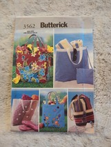 Butterick Sewing Pattern 3562 Beach Bags Summer Cruise Vacation Swim Bag Uncut - £6.82 GBP