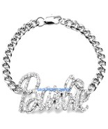 New Iced Out With Crystal Rhinestones Metal ID Barbie Thick Link Bracelet - $16.75