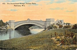 Madison WISCONSIN-TENNEY PARK-STEENLAND BRIDGE-1914 Psmk Postcard - £3.72 GBP