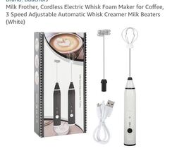 Electric Handheld  Whisk Milk Frother Foam Maker USB Rechargeable Mixer ... - €5,05 EUR