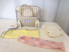 American Girl Doll Bitty Baby Purple Diaper Bag + Blanket + Body Suit + Scarf  + - $34.67