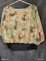 Zac And Rachel Women Sheer And Lace Blouse small multi color - £12.55 GBP