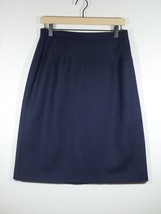 Vtg Michele Fine Pure Wool Navy Blue Pencil Skirt Acetate Lining Size L 30&quot; - £11.96 GBP