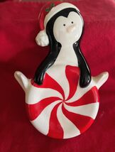 Vintage Christmas Penguin Spoonrest Santa w Peppermint Candy Russ Berrie - $9.89
