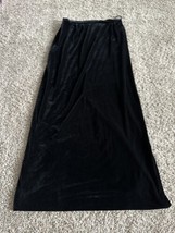 VTG Alex Evening Velvet Maxi Skirt Sz 14 Black Flat Front Elastic Waist ... - £11.19 GBP