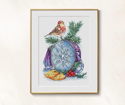 Winter Bird cross stitch fairy pattern pdf - Bird nest cross stitch magi... - $10.69